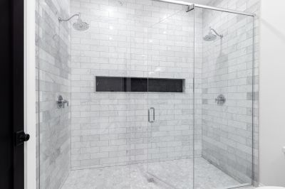 Sleek Shower with Stone Tiles